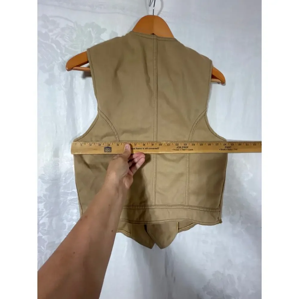 Vintage Vest Separate-Lees by Lee 42R Tan Waistcoat 70s Western Pockets